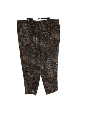 Faded Glory Womens Plus Size 3X Black & Brown Geometric Print Pull-On Pants